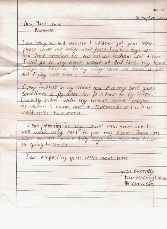 Nur Letter from Jan 2009